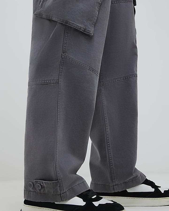 River Island Grey Super Baggy Cargo Trousers