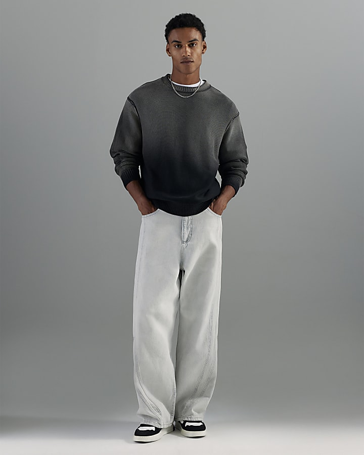 River Island Grey Super Baggy Jeans