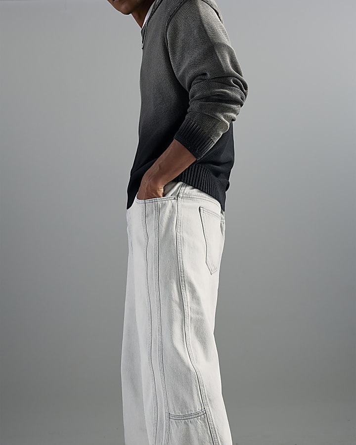 River Island Grey Super Baggy Jeans