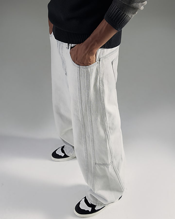 River Island Grey Super Baggy Jeans