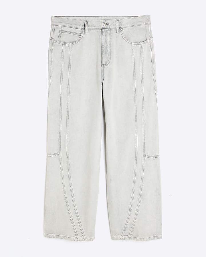 river island Grey Super Baggy Jeans