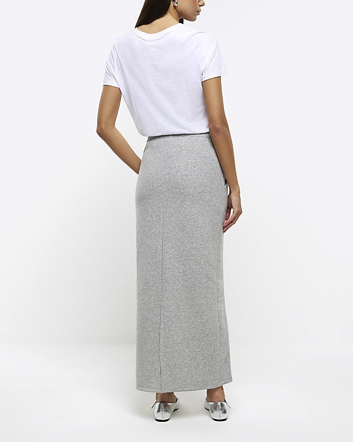 River Island Grey Sweat Midi Skirt