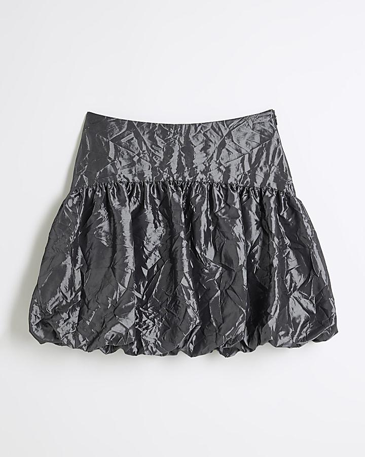 river island Grey Taffeta Bubble Hem Mini Skirt