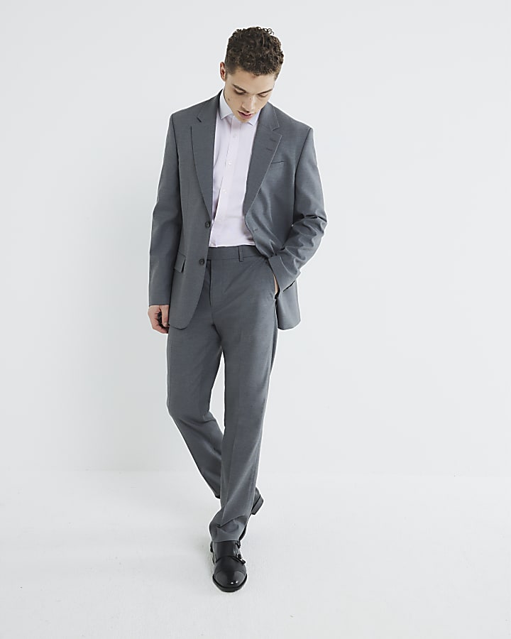 River Island Grey Tailored Suit Trousers
