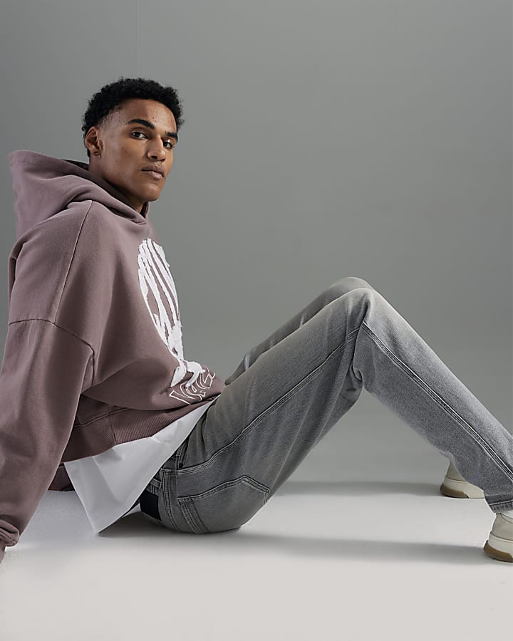 River Island Grey Tapered Fit Jeans