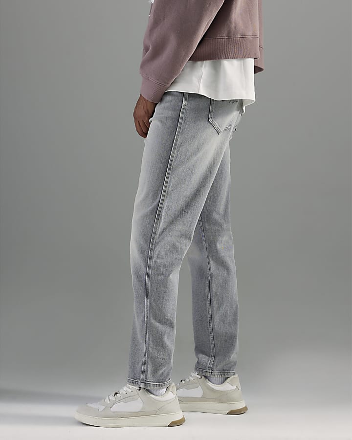 River Island Grey Tapered Fit Jeans