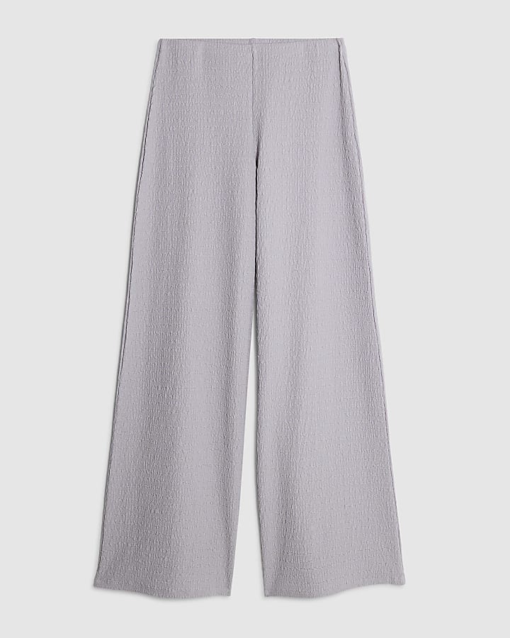 river island Grey Textured Wide Leg Trousers