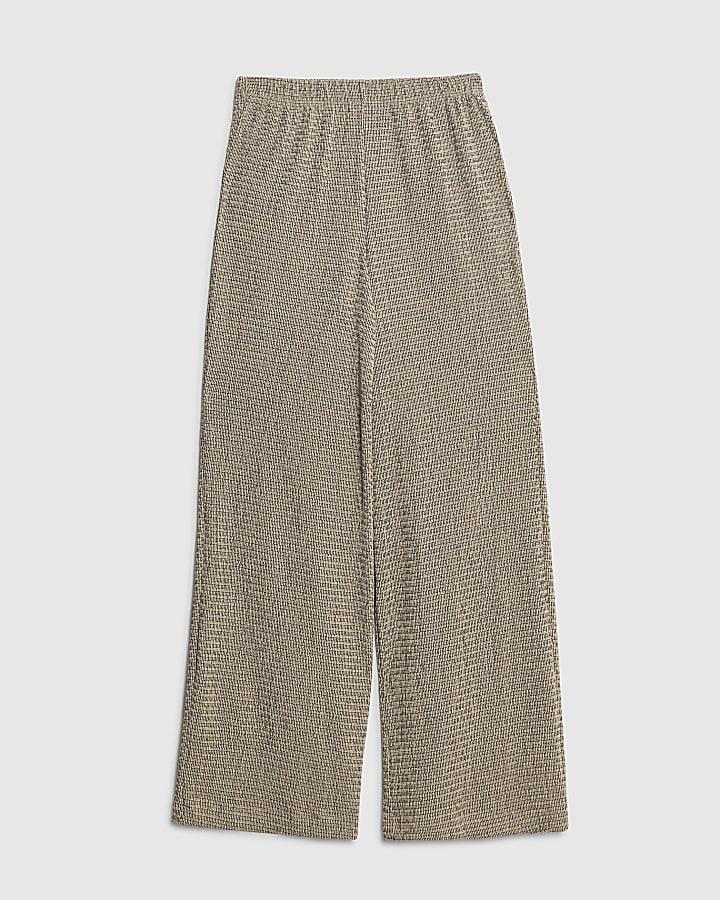 river island Grey Textured Wide Leg Trousers