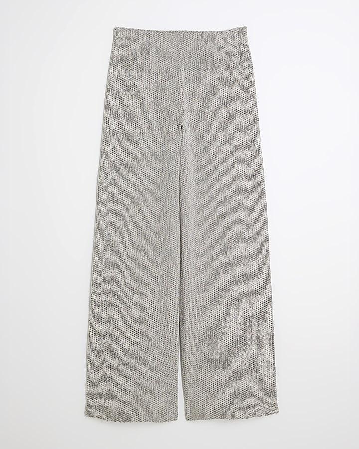 river island Grey Textured Wide Leg Trousers