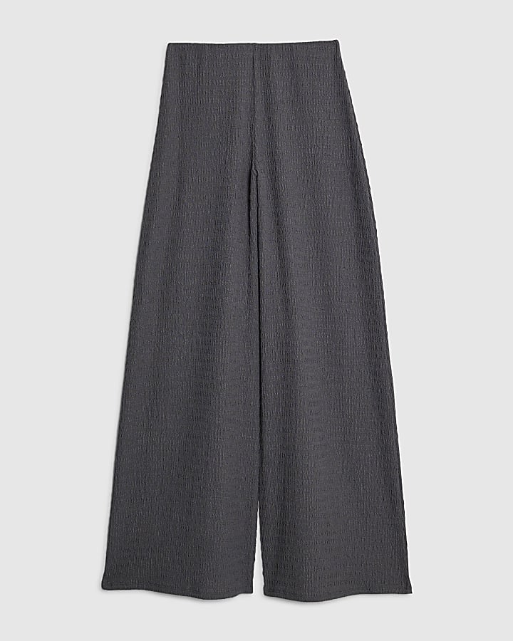 river island Grey Textured Wide Leg Trousers
