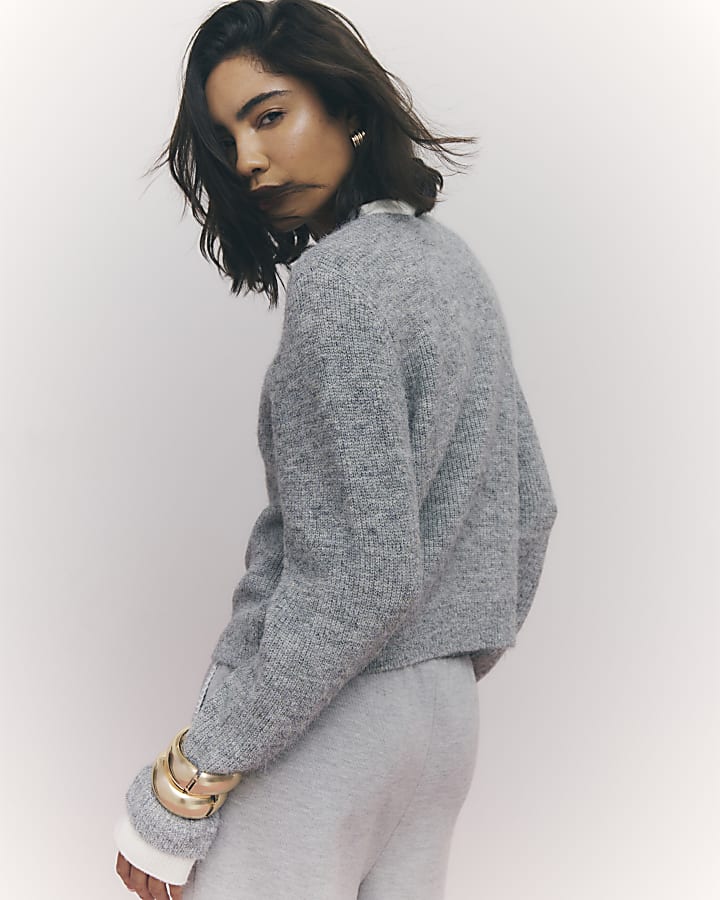 River Island Grey Tipped Cardigan