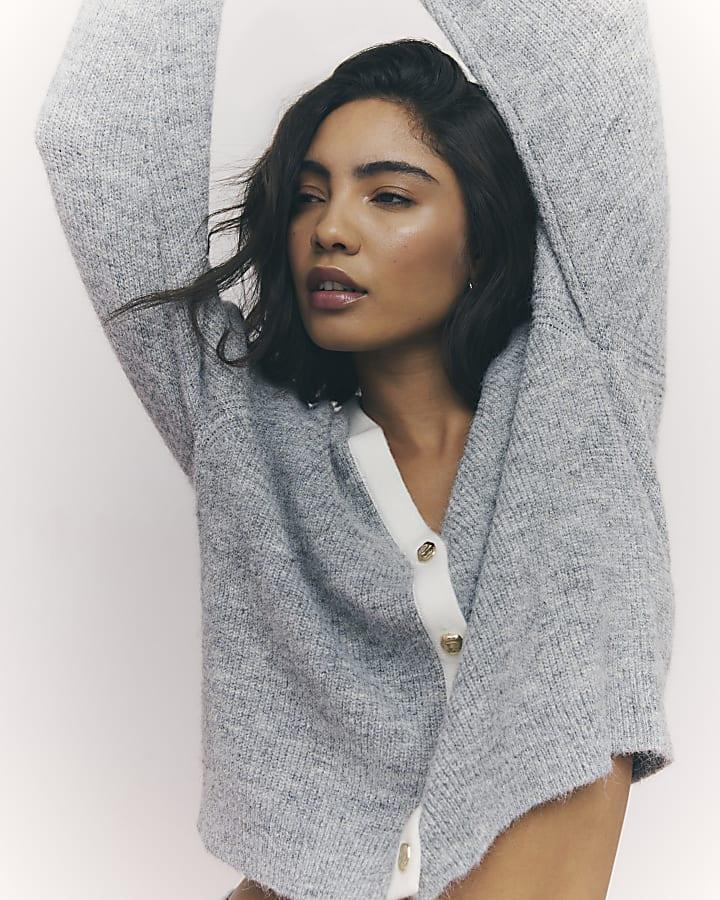 River Island Grey Tipped Cardigan