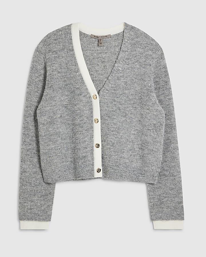 river island Grey Tipped Cardigan