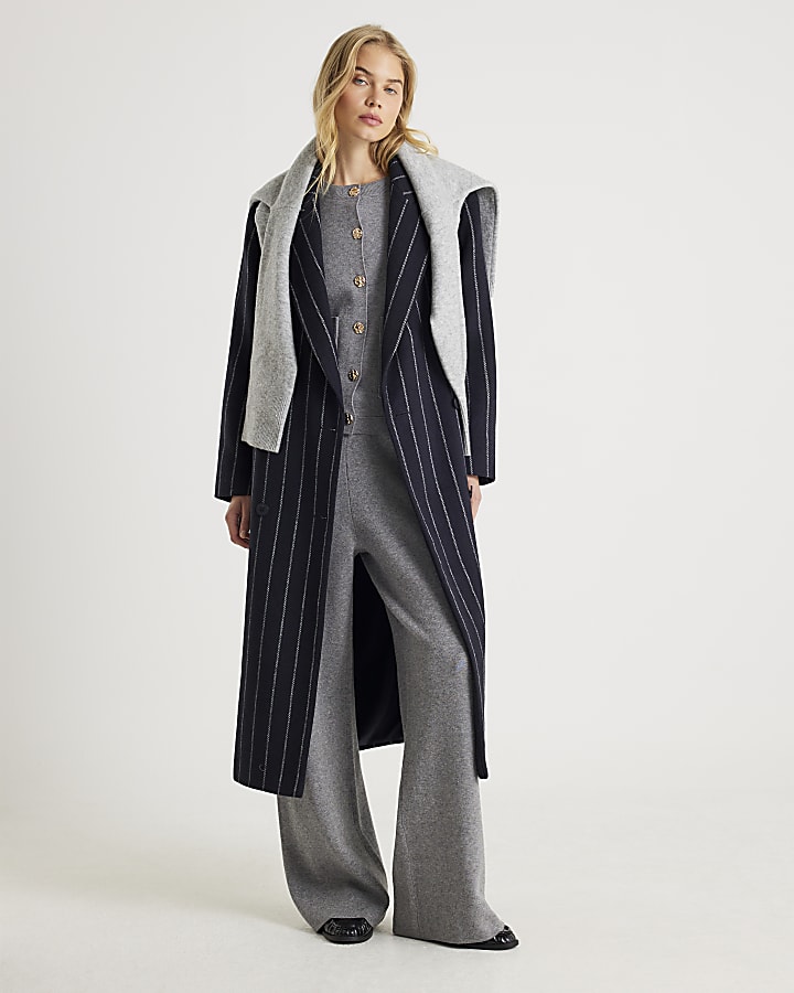 River Island Grey Wide Leg Knitted Trousers