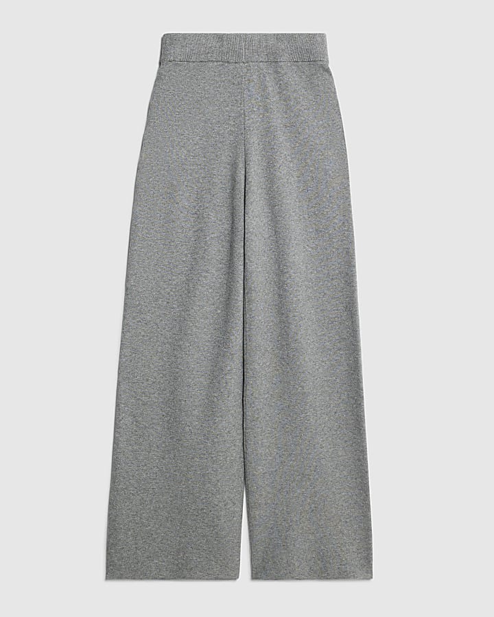 river island Grey Wide leg knitted trousers