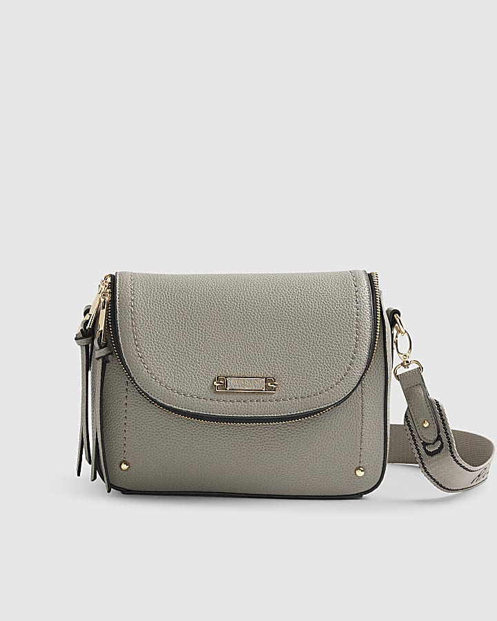 River Island Grey Zip Detail Crossbody Bag