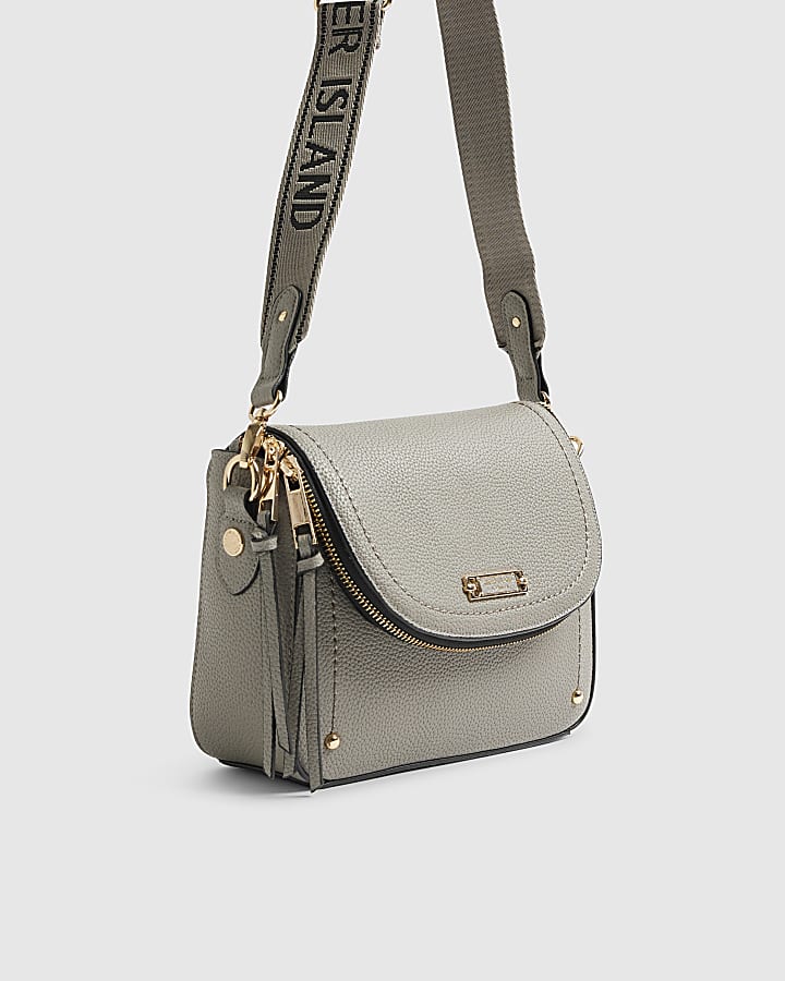 River Island Grey Zip Detail Crossbody Bag