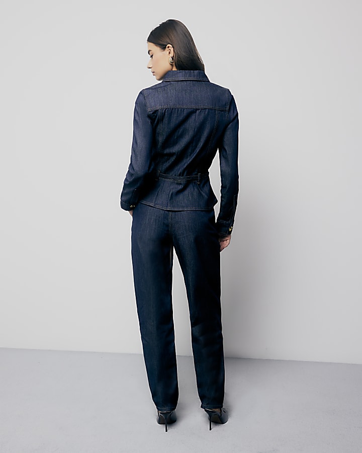 River Island Indigo High Rise Tapered Jeans