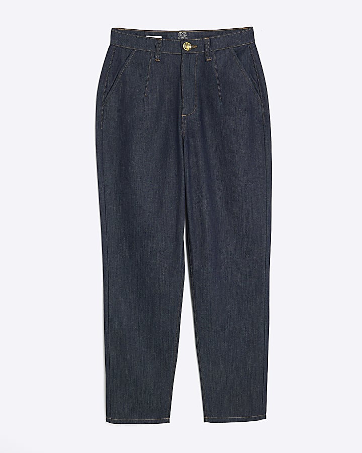 river island Indigo High Rise Tapered Jeans