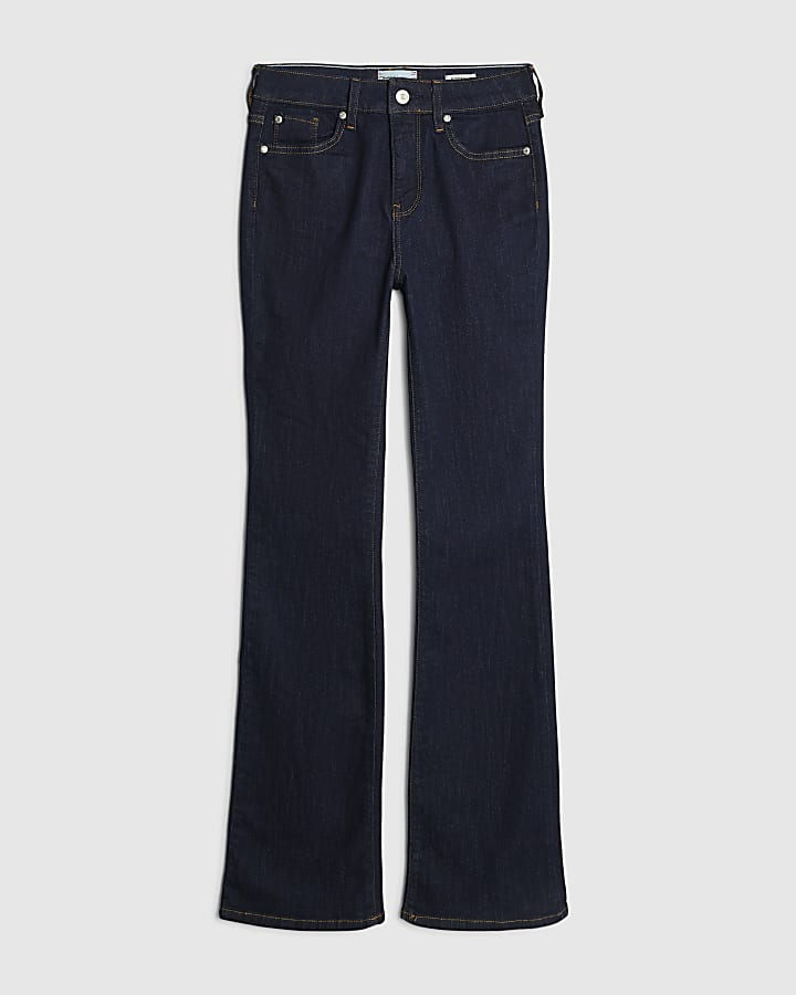river island Indigo Mid Rise Bootcut Jeans