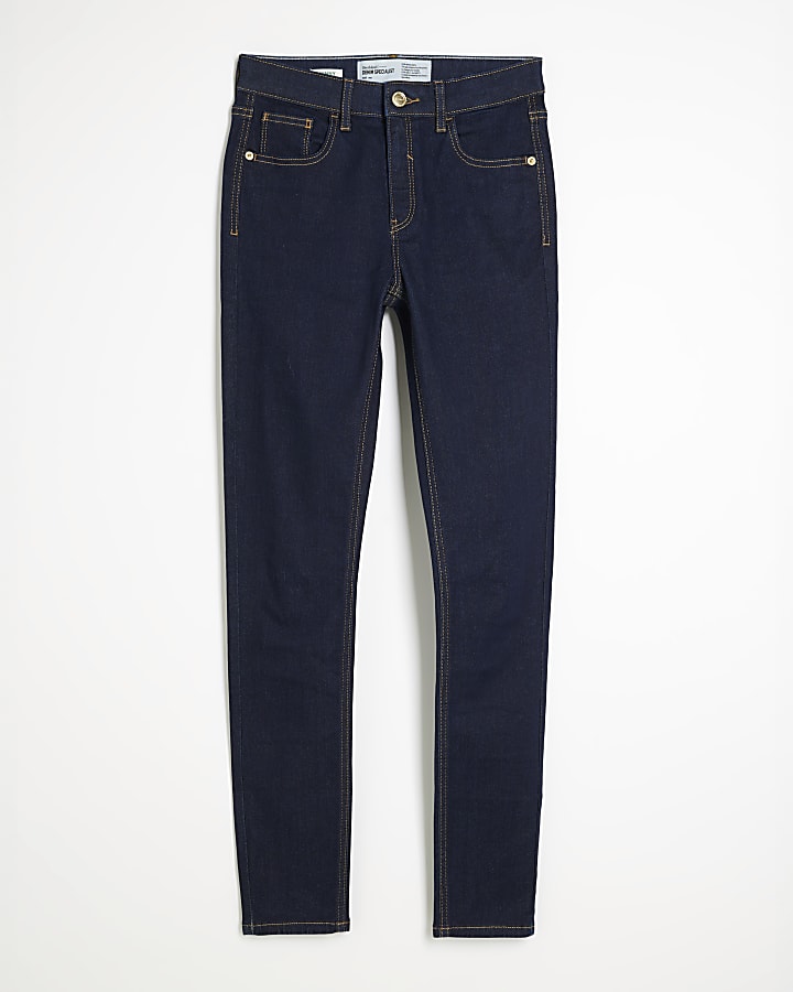 river island Indigo Mid Rise Skinny Jeans
