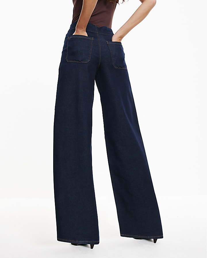 River Island Indigo Pull-On Sculpt Palazzo Jeans