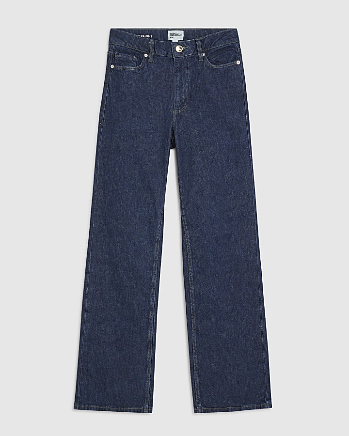river island Indigo Relaxed Straight Leg Jeans