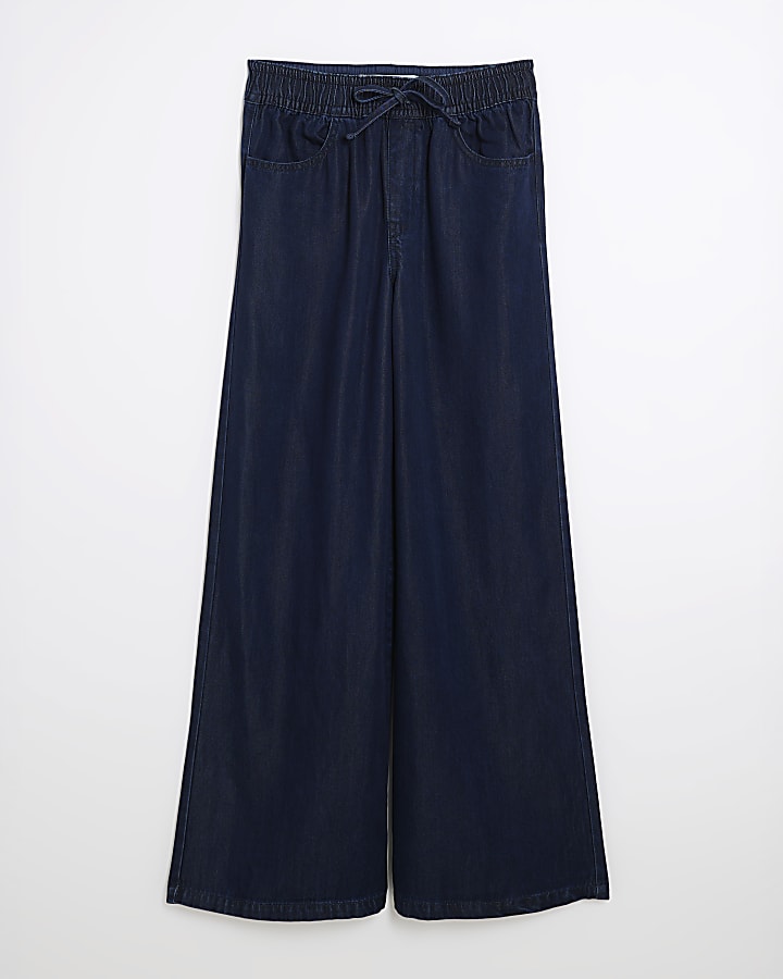river island Indigo Wide Leg Pyjama Style Jeans