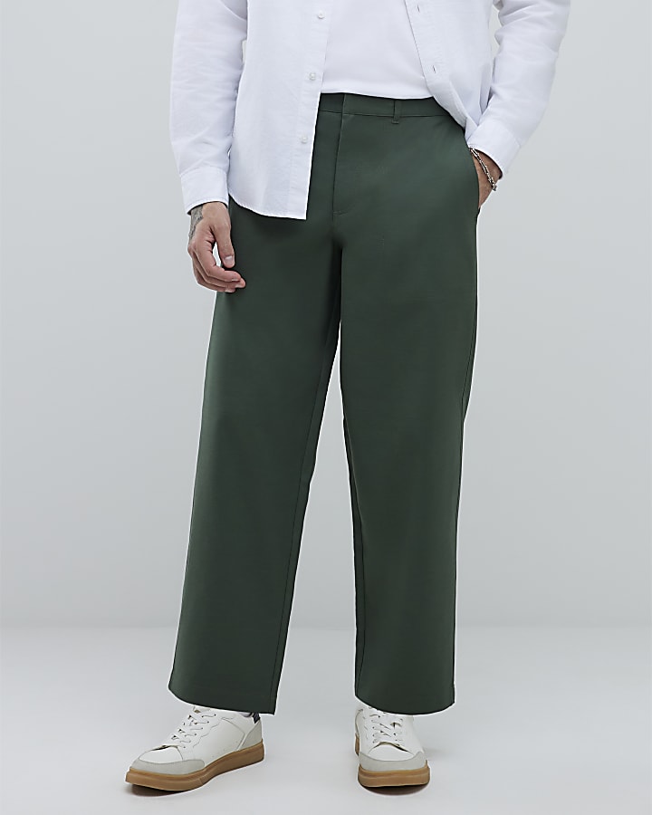 River Island Khaki Barrell Leg Chino Trousers