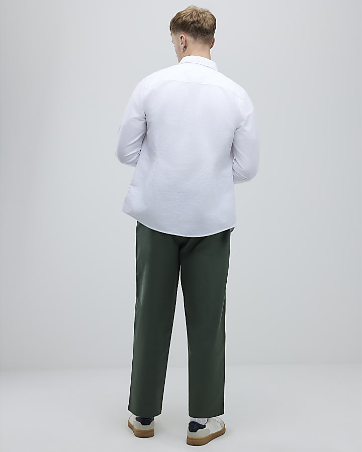 River Island Khaki Barrell Leg Chino Trousers