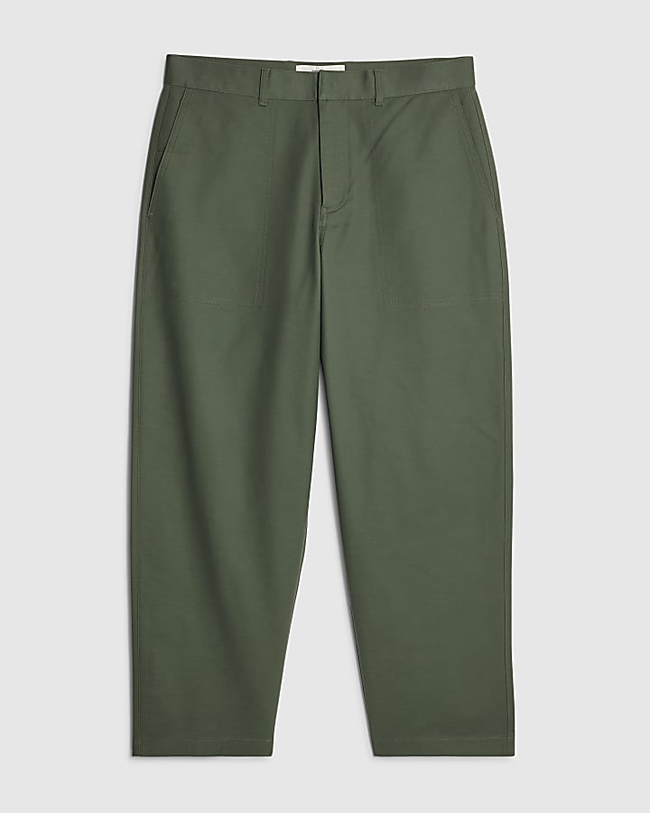river island Khaki Barrell Leg Chino Trousers