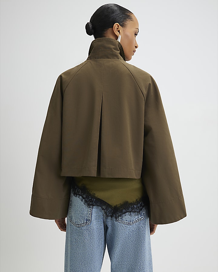 River Island Khaki Batwing Sleeve Barn Jacket