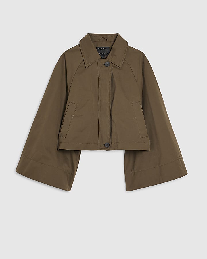 river island Khaki Batwing Sleeve Barn Jacket