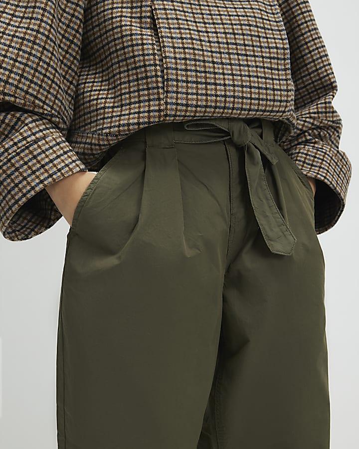 River Island Khaki Belted Wide Leg Trousers