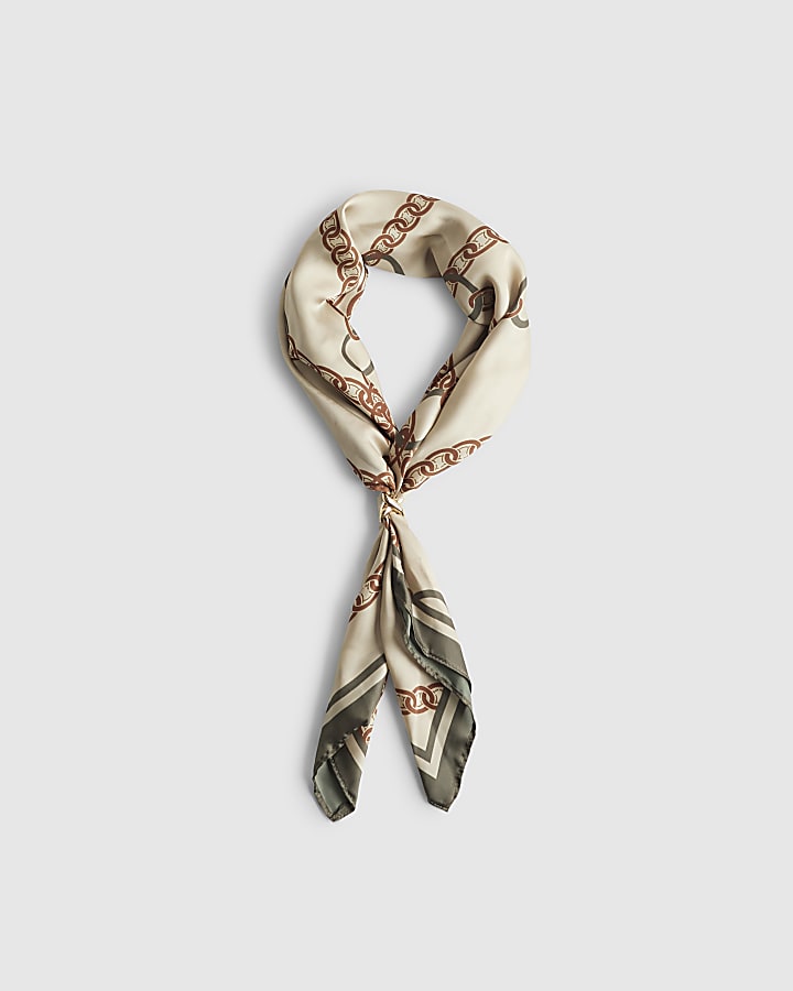 River Island Khaki Chain Print Scarf