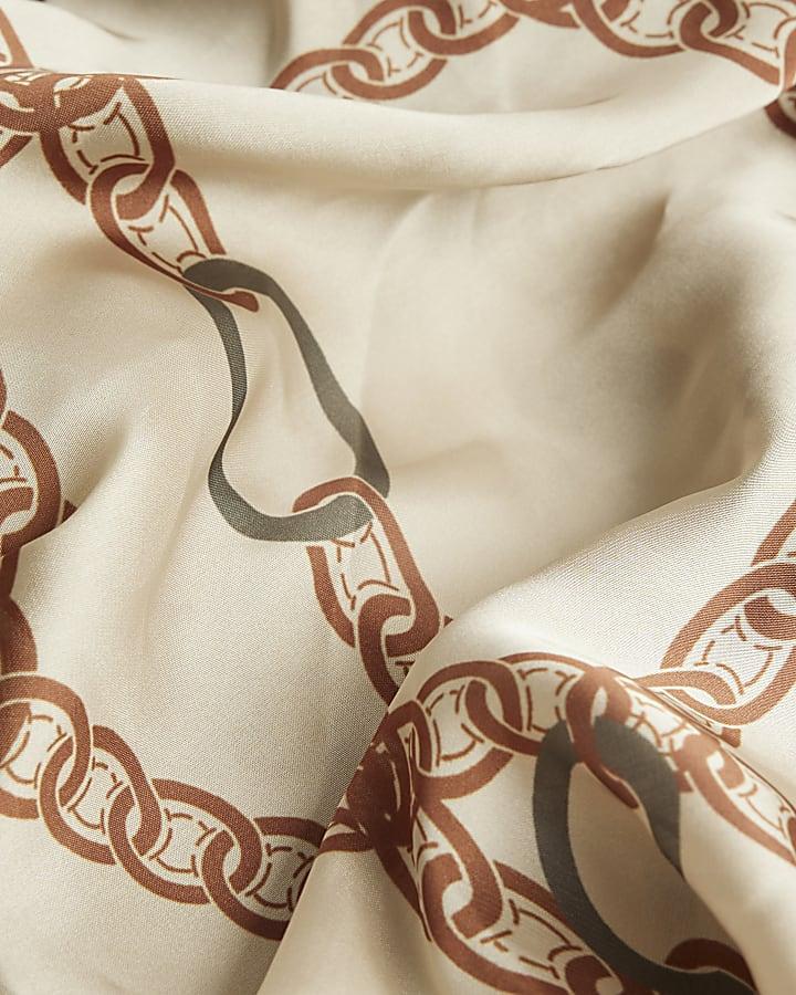river island Khaki chain print scarf