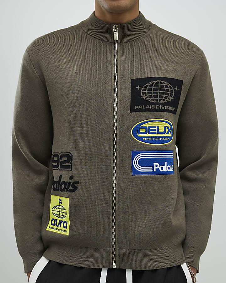 River Island Khaki Motorsport Knitted Cardigan
