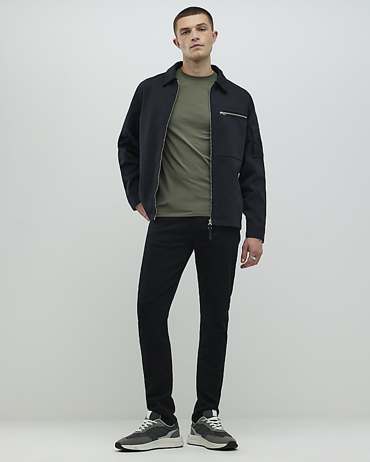 River Island Khaki Muscle Fit T-Shirt