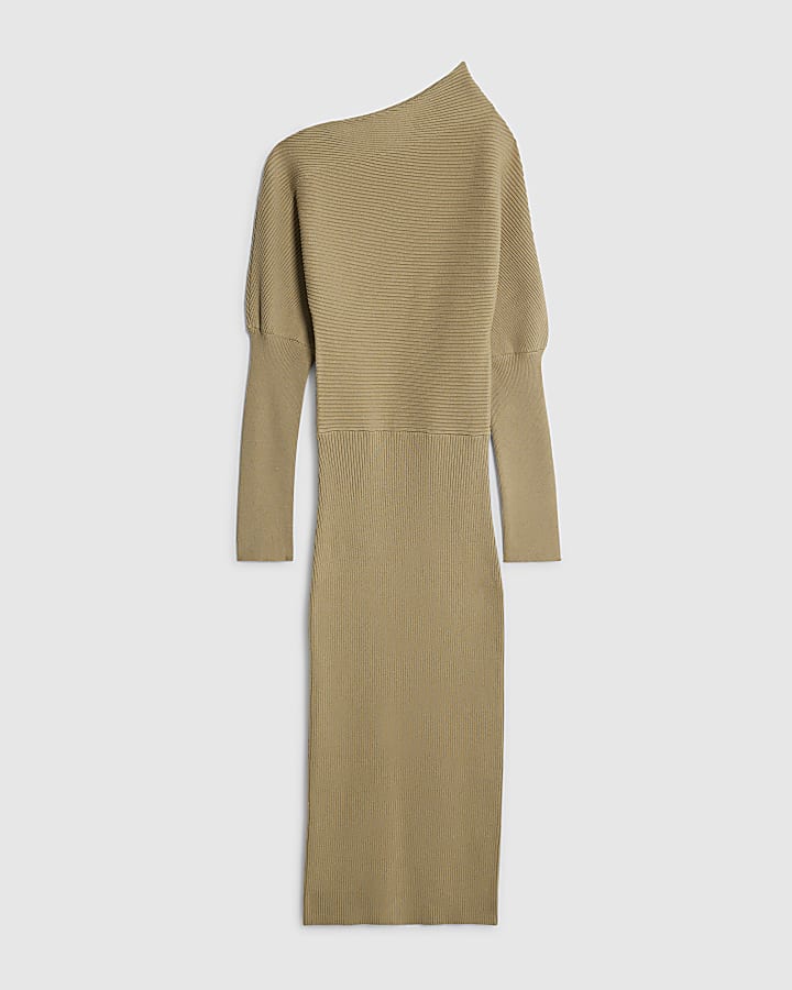 river island Khaki Off The Shoulder Dress