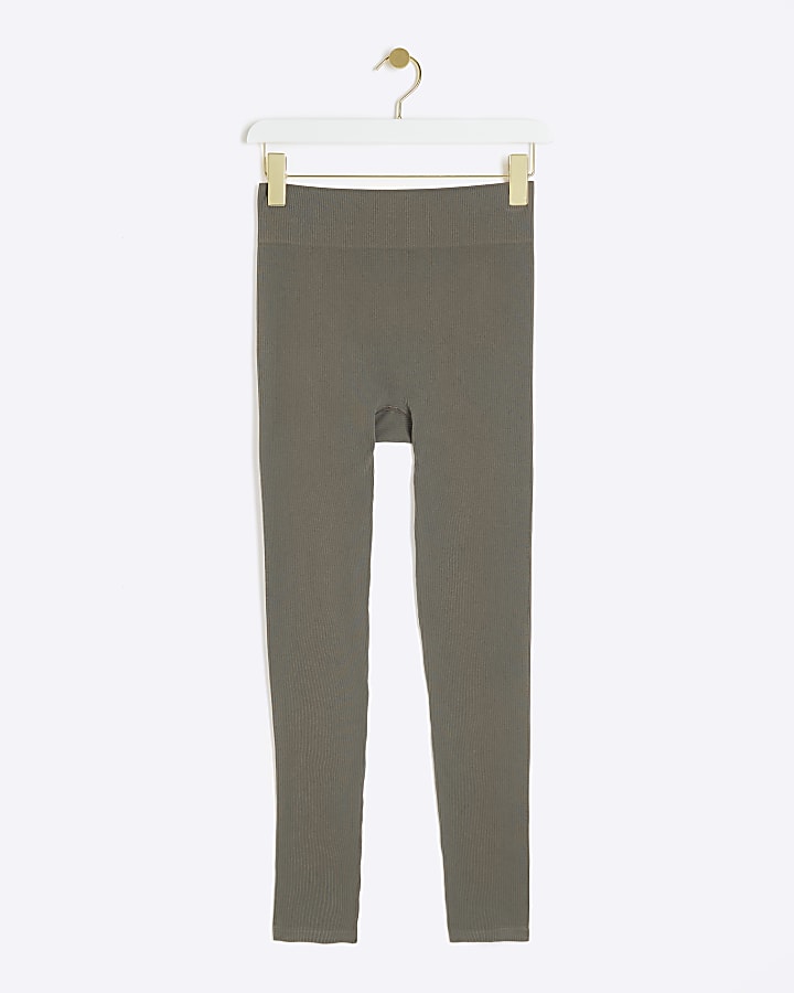 river island Khaki Seamless ribbed leggings