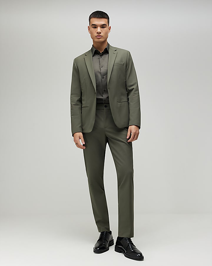 River Island Khaki Skinny Fit Suit Jacket