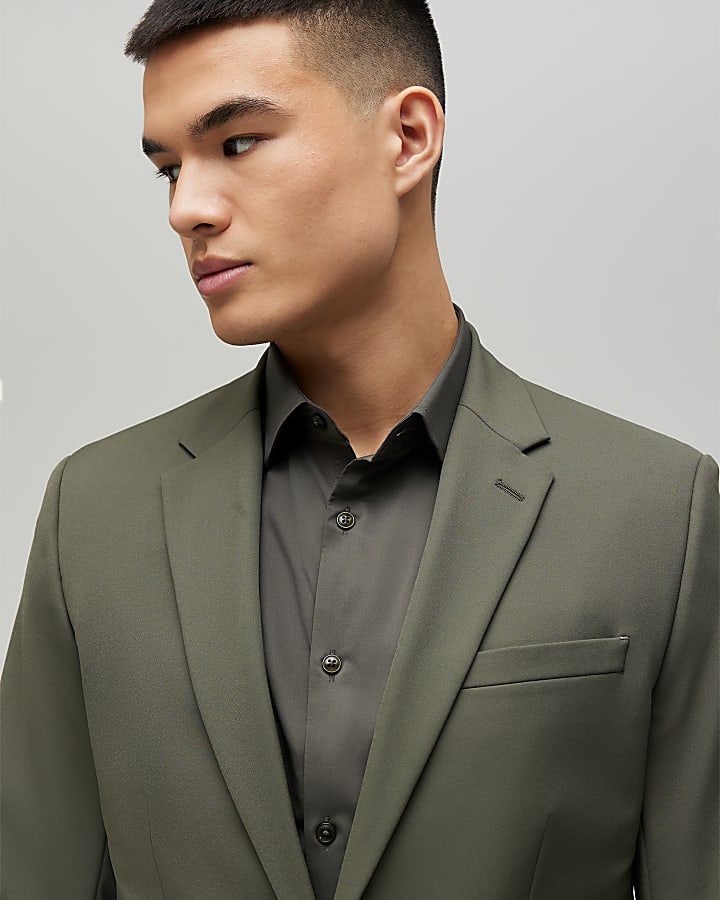 River Island Khaki Skinny Fit Suit Jacket