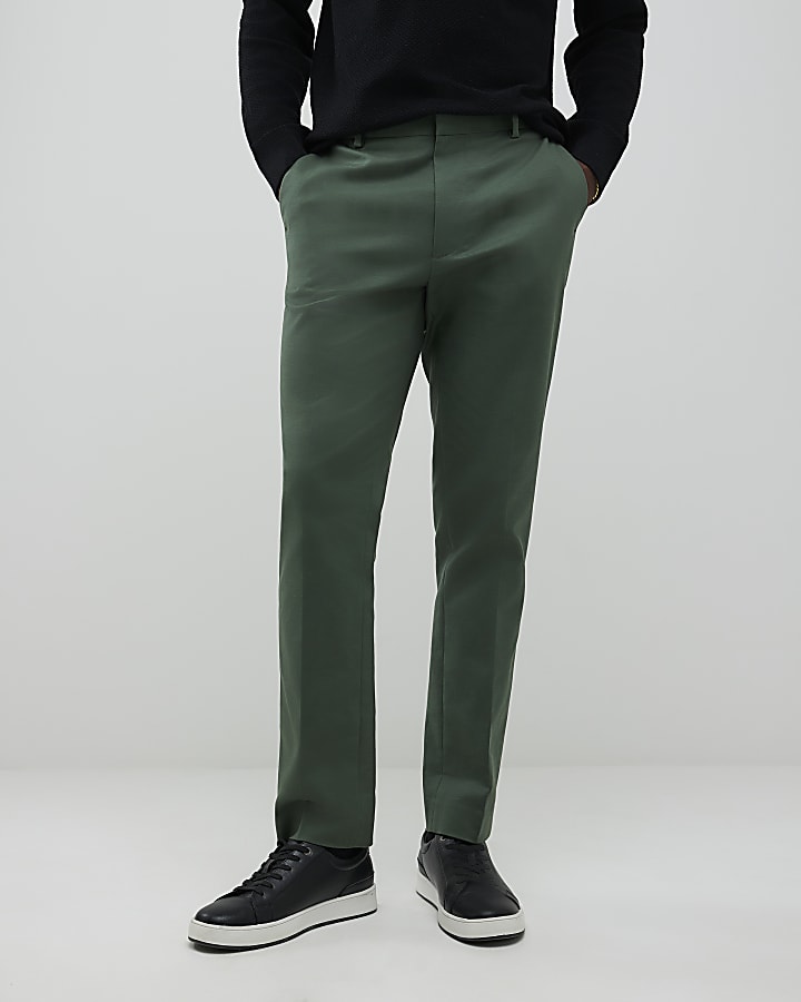 River Island Khaki Slim Fit Chino Trousers