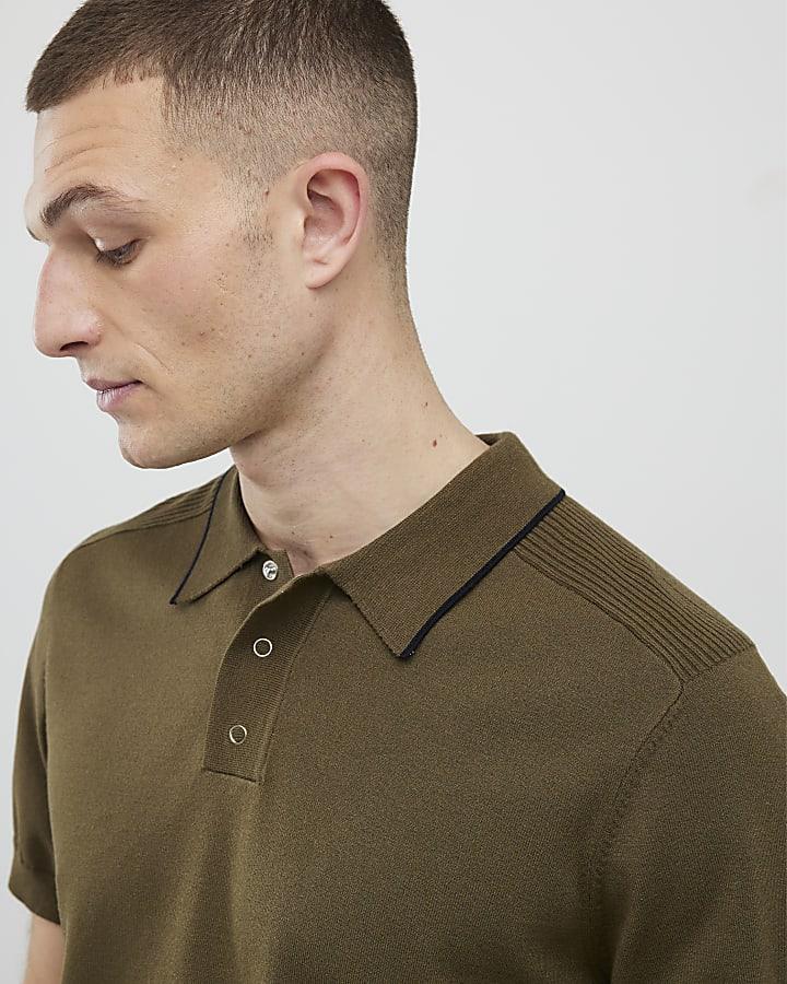 River Island Khaki Slim Fit Polo Shirt