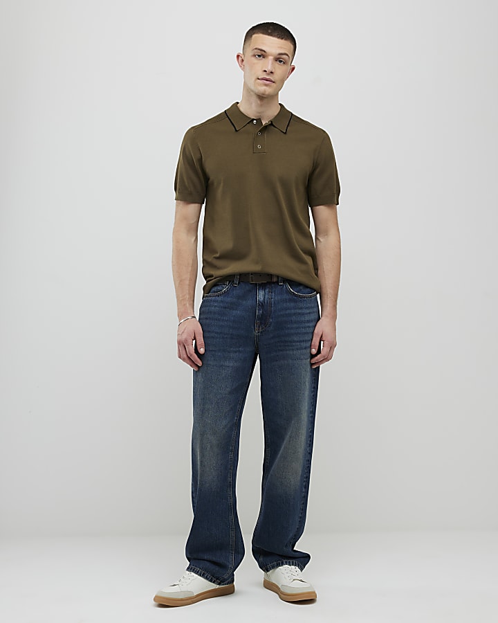 River Island Khaki Slim Fit Polo Shirt