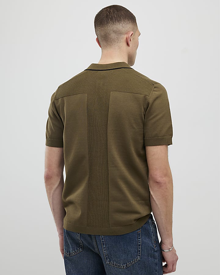 River Island Khaki Slim Fit Polo Shirt