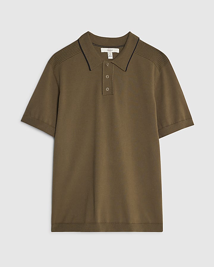 river island Khaki Slim Fit Polo Shirt