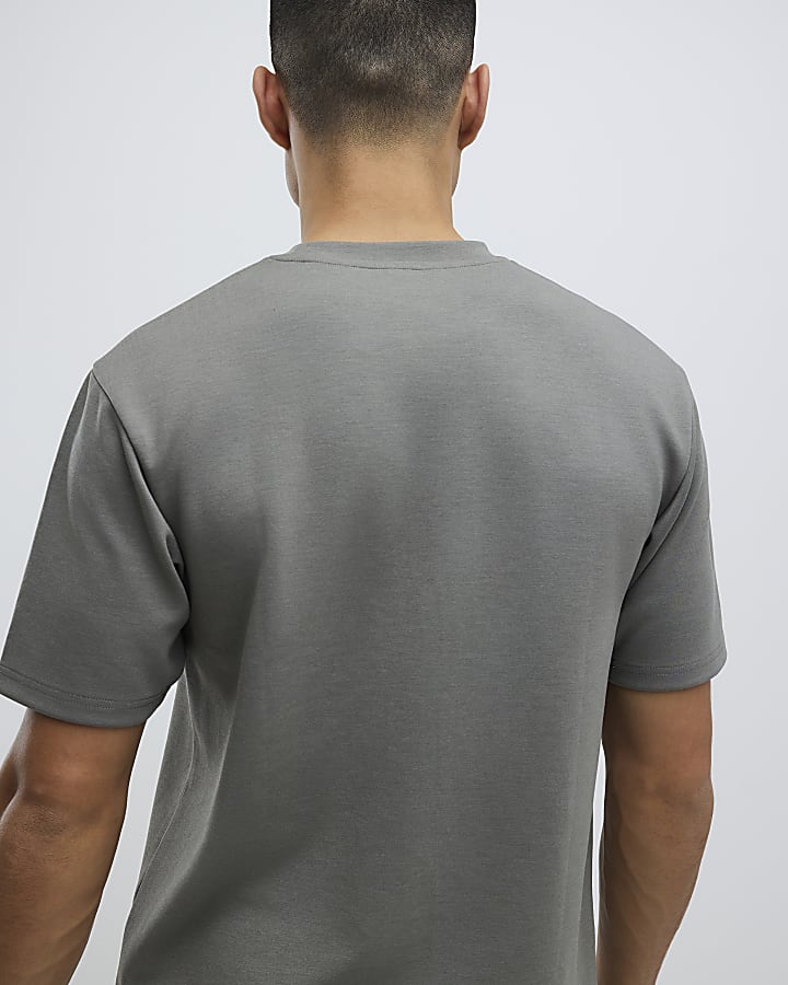 River Island Khaki Slim Fit T-Shirt