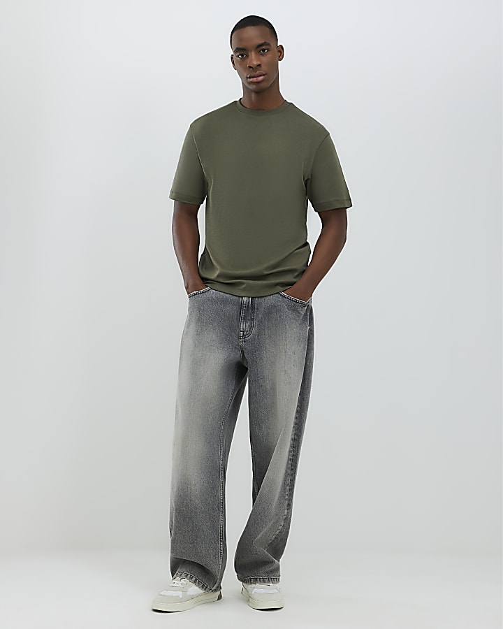 River Island Khaki Slim Fit T-Shirt