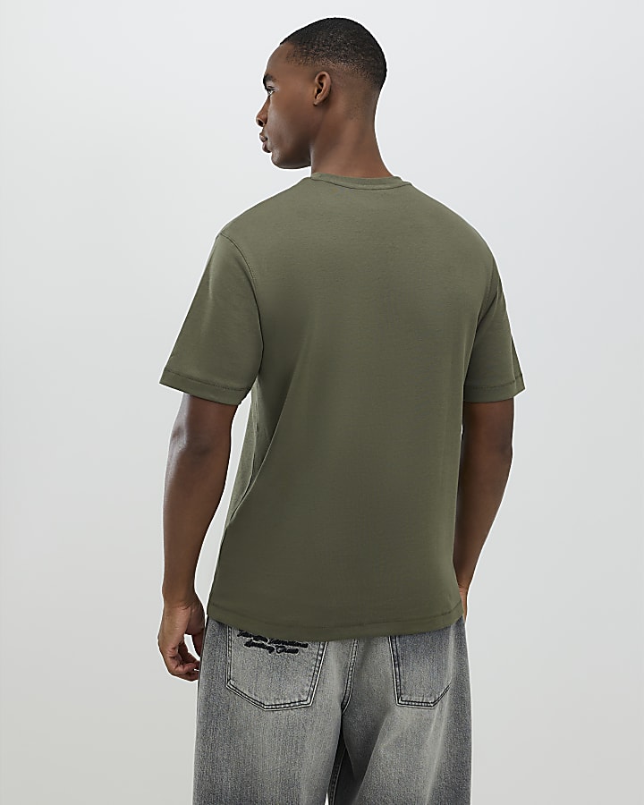 River Island Khaki Slim Fit T-Shirt
